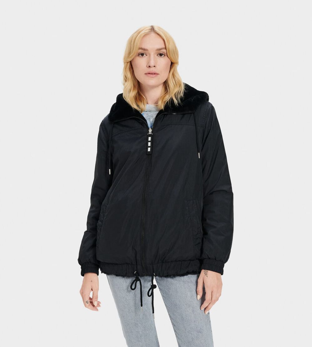 Ugg Kayleigh Reversible - Womens Hoodie - Black - NZ (0974TPCKD)